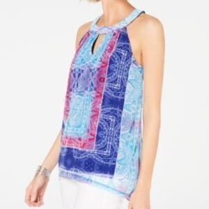 Inc Ombre Bloom Chiffon Halter Top Paisley M NEW